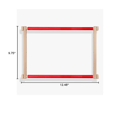 Luca-S SRL Needlework Frame, Embroidery Frame with Clips, Cross Stitch Tapestry Stitching (20 x 24 cm), Beige/Red