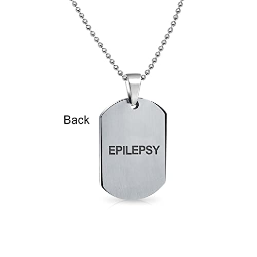 Medical Alert Identification ID Dog Tag Pendant Necklace Stainless Steel - style: Epilepsy Large