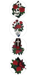 BEUNITONE 4 Set Halloween Skull Embroidery Kit for Beginners Include Hoops - color: 02-Halloween Rose