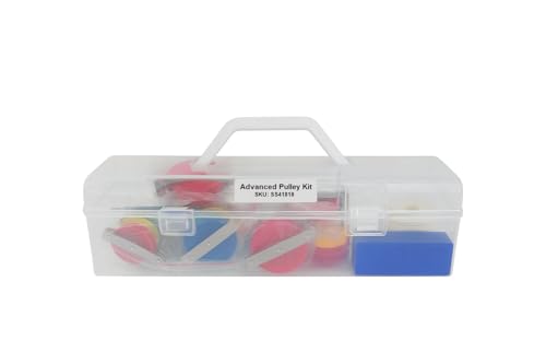 Sci-Supply Advanced Pulley Kit, Physics Demonstration Set, STEM Education, 12 Pulley Types with String and Weights, Color-Coded, Storage Case Included