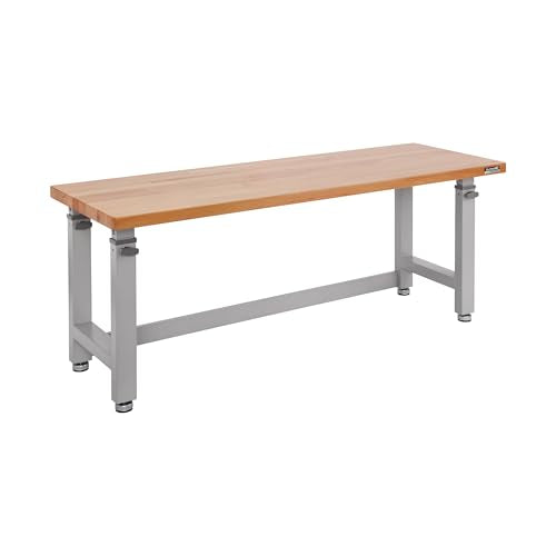 Seville Classics UltraHD Heavy Duty Workbench Table w/Solid Wood Top, 1000 lbs. Weight Capacity Workstation for Garage, Warehouse, Workshop, Granite, 72" W x 25" D x 28.5" to 42" H Desktop - color: Granite, size: 72" W x 25" D x 28.5" to 42" H Desktop