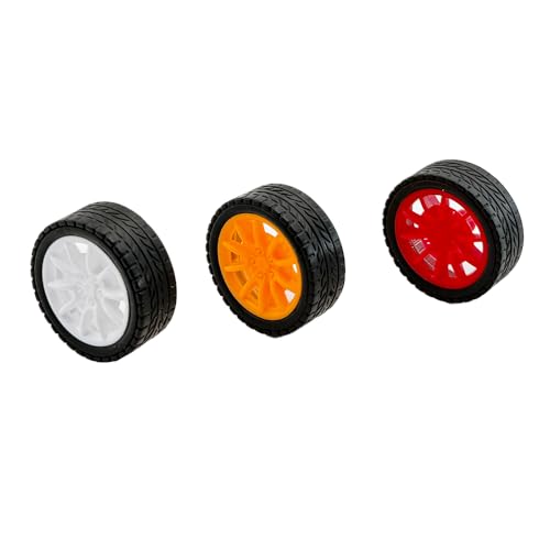 20PCS Toy Car Wheel Model Car Rubber Tire Wheel with 10PCS Round Shaft Axles for for RC Car Truck Robot Boat Helicopter DIY Model Toy Part (Red) - color: Red