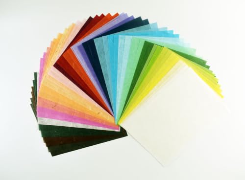 A5 Size 65 Sheets Handmade Mulberry Thin Unryu Fiber Art Tissue for Origami, Colors & Natural Fiber Designs for Origami, Scrapbooking, Card Making, Journals, Decoupage (A5 size / 5.83 × 8.27 in) - color: A5 size / 5.83 × 8.27 in