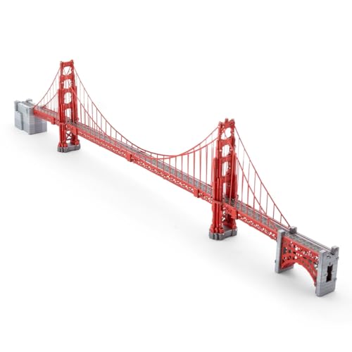 Fascinations Metal Earth Premium Golden Gate Bridge 3D Metal Model Kit Bundle with Tweezers
