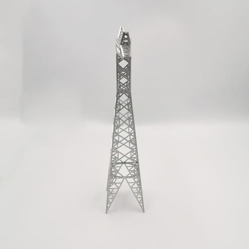 Miniature Electric Transmission Tower Model, 10.7 inch Height, T-Shaped Design, Silver ABS Construction