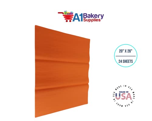 Orange Tissue Paper Squares, Bulk 24 Sheets, Premium Gift Wrap and Art Supplies for Birthdays, Holidays, or Presents by Feronia packaging, Large 20 Inch x 26 Inch - color: Orange