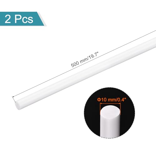 MECCANIXITY ABS Plastic Rod 10 mm x 500mm White Pack of 2 Pcs - color: White, size: 10 mm x 500 mm