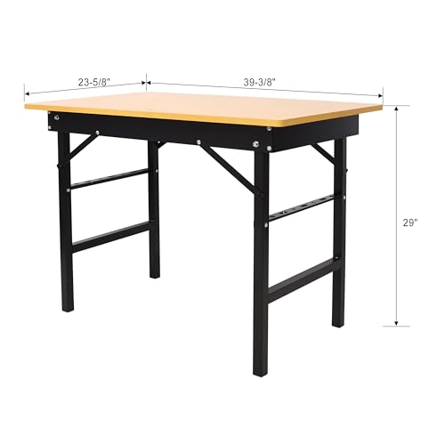 39" Portable Folding Work Table with 38" Scale, Protractor & Handle - color: Black