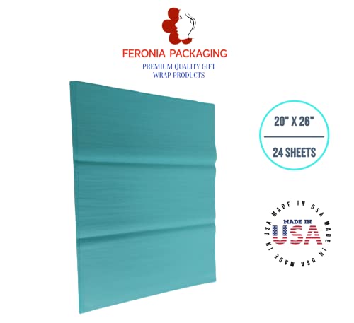 Aqua Blue Tissue Paper Squares, Bulk 24 Sheets, Premium Gift Wrap and Art Supplies for Birthdays, Holidays, or Presents by Feronia packaging, Large 20 Inch x 26 Inch - color: AquaBlue