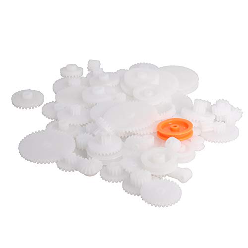 Fielect 64 Type Plastic Gears Kit Plastic Gears Plastic Crown Gear Single Double Reduction Gear Worm Gear for DC Motor DIY Model Toys 1Pcs - color: 64pcs