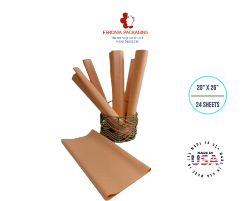 Tissue Paper Squares, Bulk 24 Sheets, Premium Gift Wrap and Art Supplies for Birthdays, Holidays, or Presents by Feronia packaging, Large 20 Inch x 26 Inch (Peach) - color: Peach