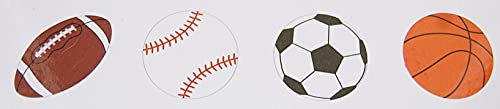 Craft Supply Sports Balls Painted Wood Cutout Shapes - 4 Mini Pieces - Football, Baseball, Soccer Ball, and Basketball Multi