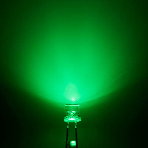 CHANZON 100 pcs 5mm Green Flat Top LED Diode Lights (DC 3V 20mA) - color: C) Green (100pcs)