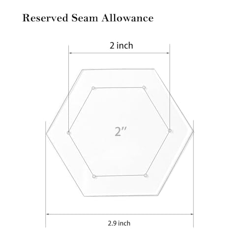 6 Pieces Hexagon Quilting Template with 1/4 Inch Seam Allowance, Hexagon Acrylic Quilting Rulers and Templates for Sewing DIY Manual Crafts Including 1inch, 1.5 Inch, 2 Inch, 3 Inch, 4 Inch, 5 Inch