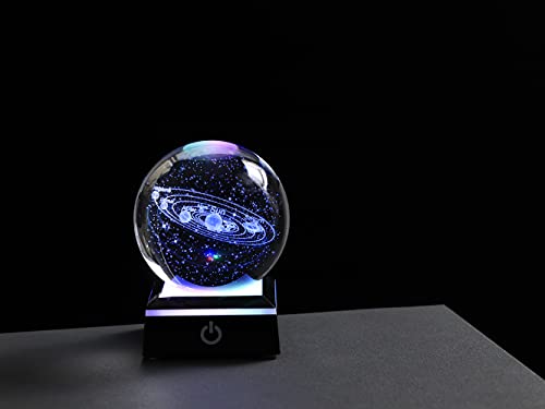 Qianwei 3D Solar System Model Crystal Ball Astronomy Gifts Men Space Decor - style: Solar system with Black base