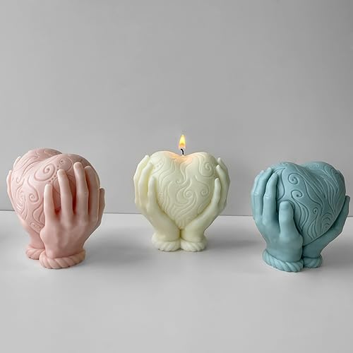 Valentine Heart Silicone Mold - Resin Casting & Candle Making - Home Decor 3D Animal Molds - color: jh-hand-cloud-heart
