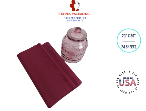 Cranberry Tissue Paper Squares, Bulk 24 Sheets, Premium Gift Wrap and Art Supplies for Birthdays, Holidays, or Presents by Feronia packaging, Large 20 Inch x 30 Inch - color: Cranberry