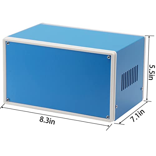 Zulkit Electronic Enclosures Blue Metal Enclosure Project Case DIY Box Junction Case Enclosure Preventive Case 8.3x7.1x5.5inch (210x180x140mm) - size: 8.3" x 7.1" x 5.5"