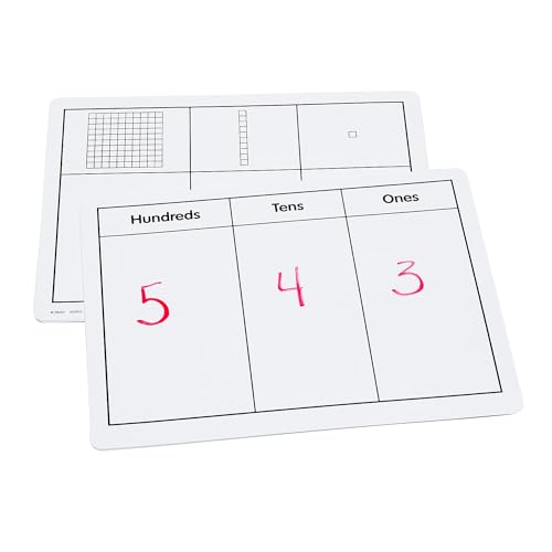 Didax Write-On and Wipe-Off Base Ten Mats, Engineered, White, Set of 10