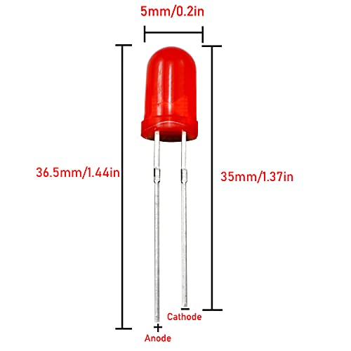 200 Pcs 5mm LED Diodes Lights LED Circuit Assorted Kit Electronic Components, Diffused Round Light Bulb LED Lamp for Science Project Experiment, 5mm Red