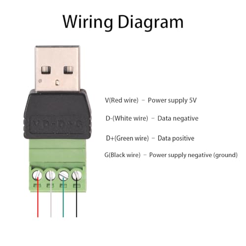 4Pcs USB 2.0 Type-A Male to 4Pin Screw Terminal Solderless Adapter - size: 4PCS USB 2.0 Male