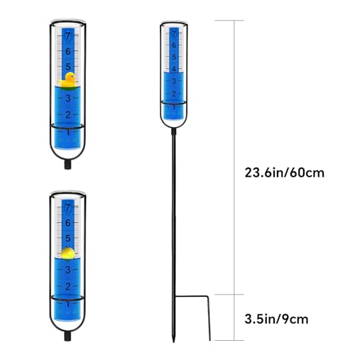 Rain Gauge Outdoor for Yard, Plastic Rain Water Guage with Floating Duck