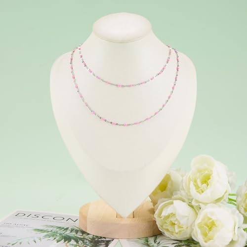 UMAOKANG Pink Enamel Jewelry Making Chains Roll Stainless Steel Craft Chain - color: Steel-Pink