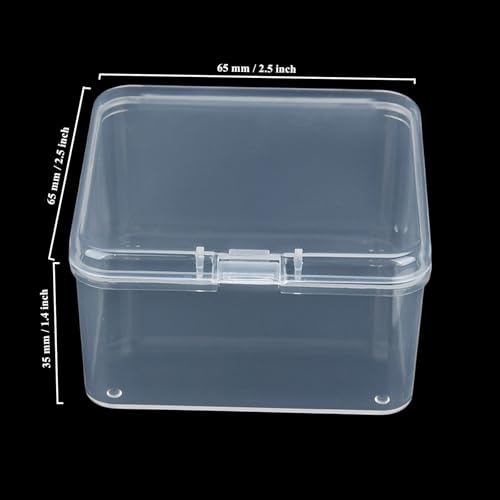 LJY 60 Clear Square Plastic Boxes, 2.5 x 2.5 x 1.4 in for Coins - size: Single Size (2.5 x 2.5 x 1.4 inch)