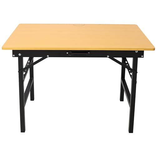 39" Portable Folding Work Table with 38" Scale, Protractor & Handle - color: Black