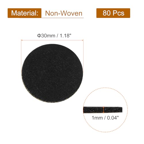 uxcell 80Pcs Round Felt Circles,30mm (1-1/8") Black Non-Woven Fabric - color: Black, size: 30mm