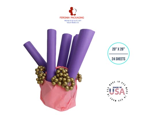 Lavender Tissue Paper Squares, Bulk 24 Sheets, Premium Gift Wrap and Art Supplies for Birthdays, Holidays, or Presents by Feronia packaging, Large 20 Inch x 26 Inch - color: Lavender