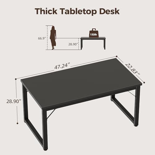 Mericonia 48 Inch Computer Desk, 1" Thick Small Office Table, Black - color: Black, size: 48",1"T