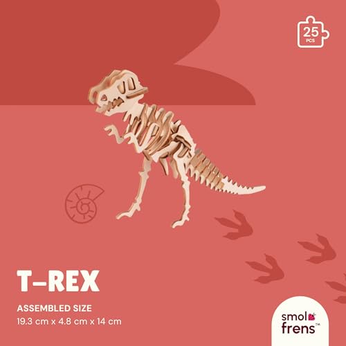 3D Wooden Puzzles for Kids Ages 8+, 4 Pack Dinosaur Puzzles, FSC-Certified Wood, Plastic-Free, STEM Kit for Kids Teens Adults, Wood Craft Model Kit, Individually Wrapped Party Favors - Jurassic Frens - color: Jurassic Frens