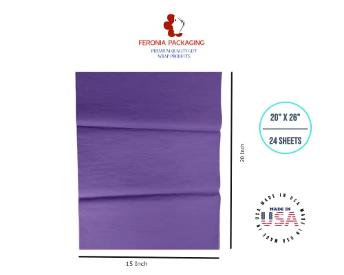 Lavender Tissue Paper Squares, Bulk 24 Sheets, Premium Gift Wrap and Art Supplies for Birthdays, Holidays, or Presents by Feronia packaging, Large 20 Inch x 26 Inch - color: Lavender