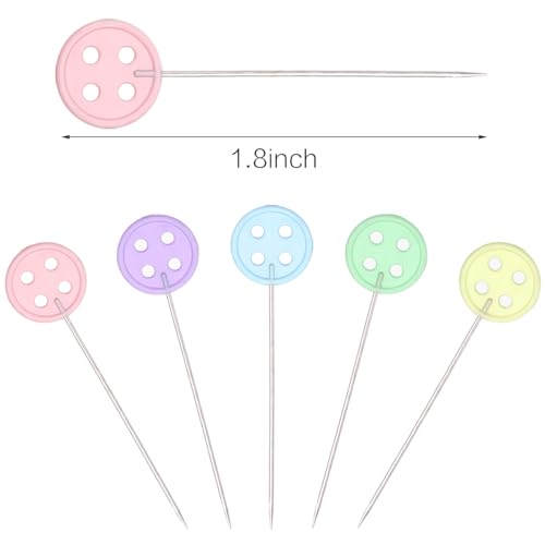 Elisel 200 pcs Multicolor Straight Pins Straight Quilting Pins Craft Positioning Pins Fixed Sewing Marker Needle for Crafting Dressmaker and Other Crafts Making (Buttons)