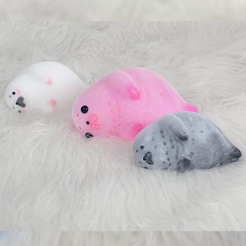 Taba Squishy Kit Seal Silicone Mold 4''+Liquid Gel+Flocking Cute Animal Maker Set - color: 4'' Seal