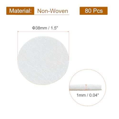 uxcell 80Pcs Round Felt Circles, 38mm (1-1/2") White Non-Woven Felt Fabric Sticker Self-Adhesive Felt Pads Pre Cut Felt Pads for Sewing Costume Handcraft Cut Crafts DIY Projects - color: White, size: 38mm