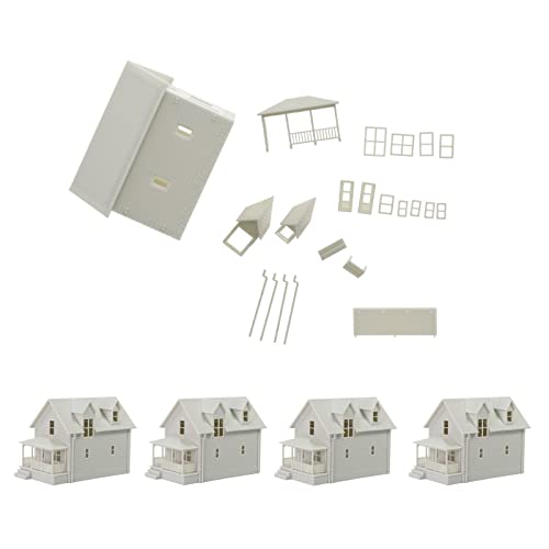 4pcs N Scale Model Blank Buildlings Kit Unassembled Houses for Model Train Layout JZ01JJ (N Scale-4 Units) - size: N Scale-4 units