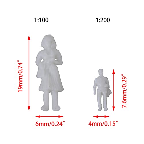 Plastic Miniature Scenes Model Figures 7.6x4mm 1:100 19x6mm 1:200 Pack of 200