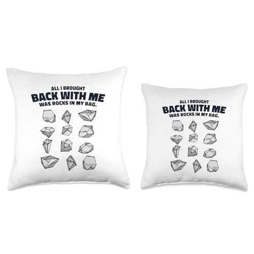 Best Rocks And Minerals Kit Guide Collection Gifts All Brought Back was Rocks in My Bag Mineral Collector Throw Pillow, 18x18, Multicolor - size: 18x18