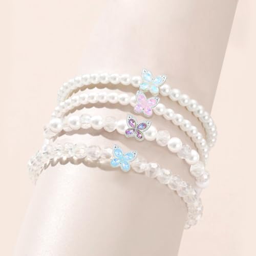 1266 Pcs Pearl Bracelet Making Kit White Beads for Bracelets for Adult - color: 25-White& Clear