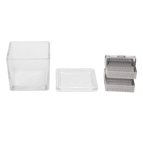 Glass Staining Jar with Lid High Transparency Lab Staining Container for Animal and Plant Specimens Slides Cell Research Durable Glass Material Stainless Steel Rack Included (30 Slides Capacity Jar - size: 30 Slides Capacity Jar Stainless Steel Rack, styl