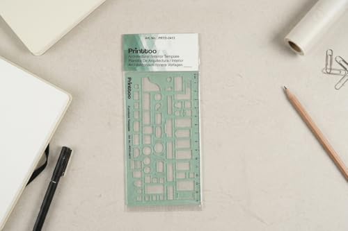 Printtoo Furniture Template Stencil, 2mm Thick Clear Green Acrylic Interior Design Ruler, Furniture Layout Cutouts with Measurements, Drafting Tool for Architects & Designers - color: Series-PRTD-2413A
