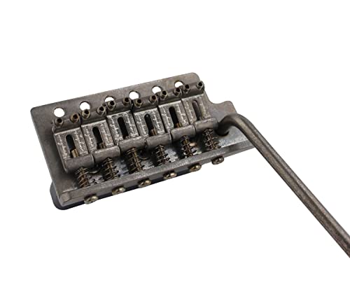 Guyker Tremolo Bridge Vintage Bent Steel Saddles and Zinc Block Compatible with Start ST Electric Guitar (GG-1004, Nickel Old) - color: Zinc Block, Nickel Old