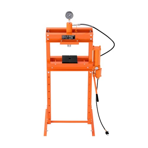 VEVOR Hydraulic Shop Press, 20 T H-Frame Pneumatic Shop Press with Press Plate, Stable Garage Floor Adjustable Hydraulic Press with Triangular Support, Fit for Bending, Straightening & Stamping