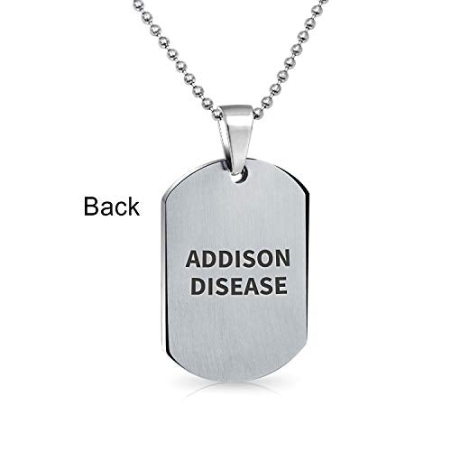 Medical Alert Identification ID Dog Tag Pendant Necklace Stainless Steel - style: Addison Disease Medium