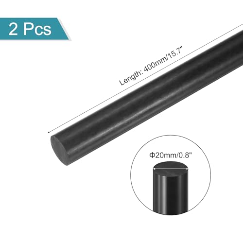 MECCANIXITY ABS Plastic Rod 20mm x 400mm Black Pack of 2 Pcs - color: Black, size: 20mm x 400mm