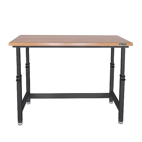 Seville Classics UltraHD Heavy Duty Workbench Table w/Solid Wood Top, 1000 lbs. Weight Capacity Workstation for Garage, Warehouse, Workshop, Graphite, 60" W x 24" D x 28.5" to 42" H Desktop - color: Graphite, size: 60" W x 24" D x 28.5" to 42" H Desktop