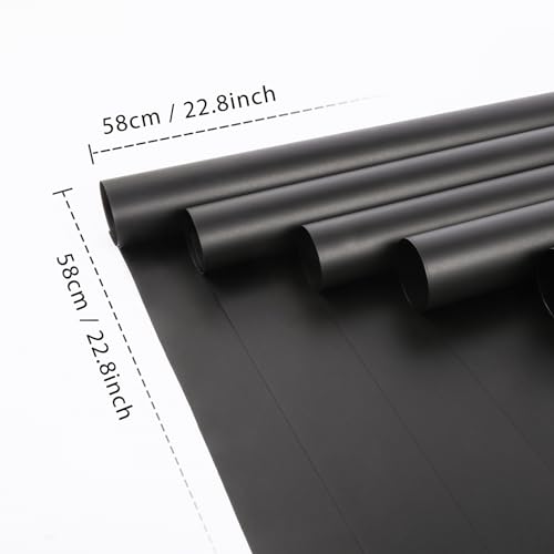 FUHITIM 20 Sheets Flower Waterproof Wrapping Paper (Black) - color: Misty Black