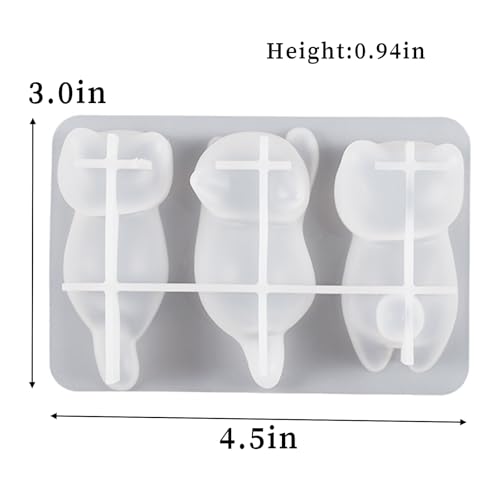 Wehous Cat Silicone Mold 3D Cute Cat Epoxy Resin Molds Keychain Jewelry Pendant Mold Animal Kitten Shape Molds for Resin Casting Concrete Plaster Art Craft DIY Candle Soap Wax Home Decor - color: 1x 3 Slot Cat Mold